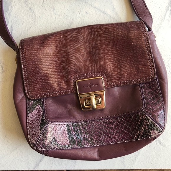 Cole Haan Purple Leather Snakeskin Crossbody Bag - Picture 2 of 8